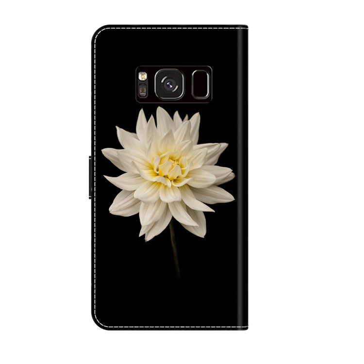 For Samsung Galaxy S8 Crystal 3D Shockproof Protective Leather Phone Case(White Flower) by buy2fix