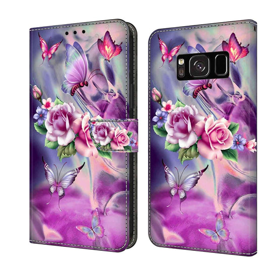 For Samsung Galaxy S8 Crystal 3D Shockproof Protective Leather Phone Case(Butterfly) by buy2fix