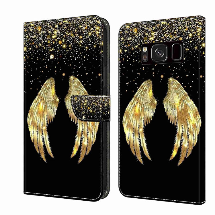 For Samsung Galaxy S8 Crystal 3D Shockproof Protective Leather Phone Case(Golden Wings) by buy2fix