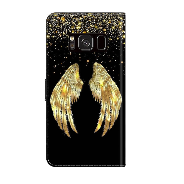 For Samsung Galaxy S8 Crystal 3D Shockproof Protective Leather Phone Case(Golden Wings) by buy2fix