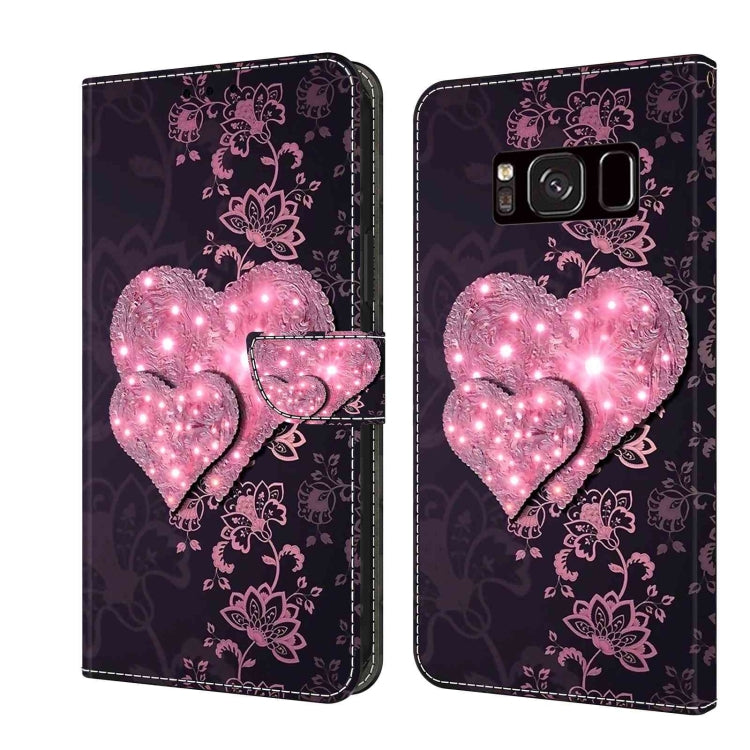For Samsung Galaxy S8 Crystal 3D Shockproof Protective Leather Phone Case(Lace Love) by buy2fix