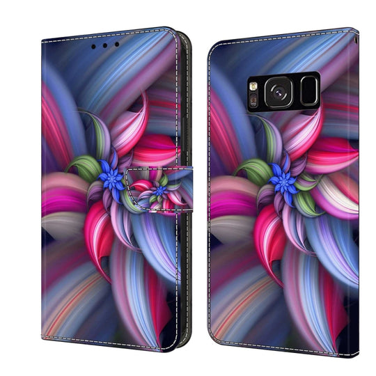 For Samsung Galaxy S8 Crystal 3D Shockproof Protective Leather Phone Case(Colorful Flower)