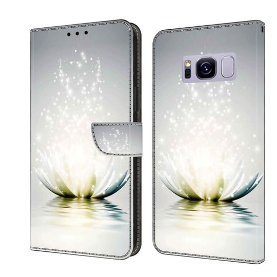 For Samsung Galaxy S8+ Crystal 3D Shockproof Protective Leather Phone Case(Light Lotus)