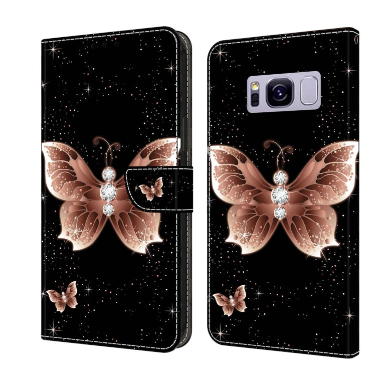 For Samsung Galaxy S8+ Crystal 3D Shockproof Protective Leather Phone Case(Pink Diamond Butterfly) by buy2fix