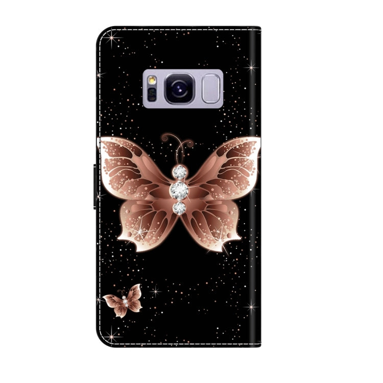 For Samsung Galaxy S8+ Crystal 3D Shockproof Protective Leather Phone Case(Pink Diamond Butterfly) by buy2fix