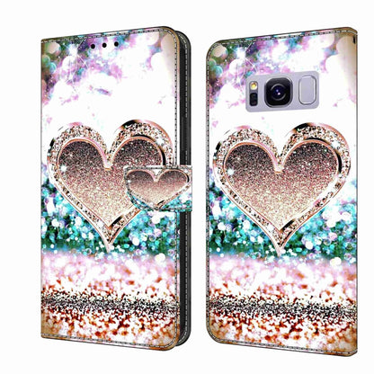 For Samsung Galaxy S8+ Crystal 3D Shockproof Protective Leather Phone Case(Pink Diamond Heart) by buy2fix