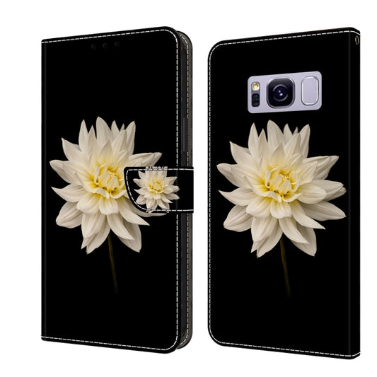 For Samsung Galaxy S8+ Crystal 3D Shockproof Protective Leather Phone Case(White Flower) by buy2fix