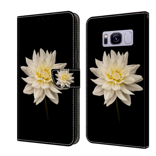For Samsung Galaxy S8+ Crystal 3D Shockproof Protective Leather Phone Case(White Flower)