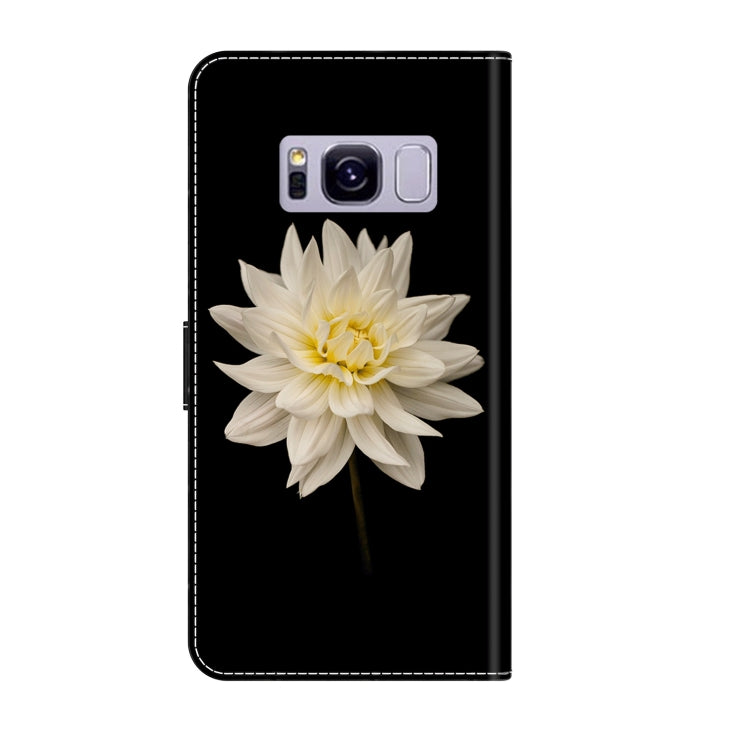 For Samsung Galaxy S8+ Crystal 3D Shockproof Protective Leather Phone Case(White Flower) by buy2fix