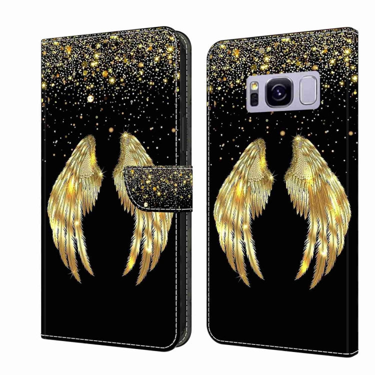For Samsung Galaxy S8+ Crystal 3D Shockproof Protective Leather Phone Case(Golden Wings) by buy2fix