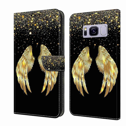 For Samsung Galaxy S8+ Crystal 3D Shockproof Protective Leather Phone Case(Golden Wings) by buy2fix