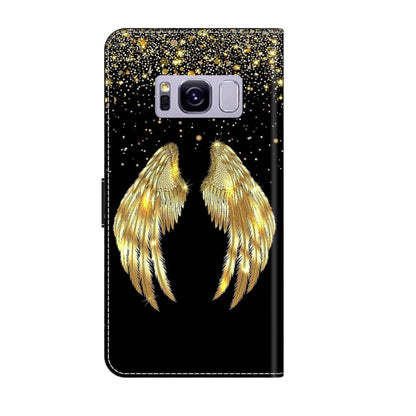 For Samsung Galaxy S8+ Crystal 3D Shockproof Protective Leather Phone Case(Golden Wings) by buy2fix
