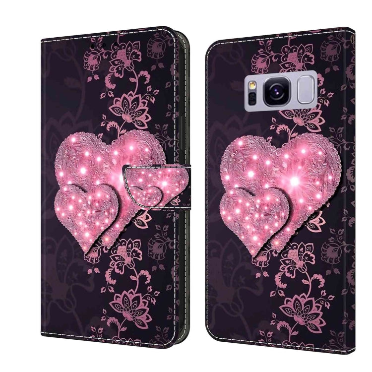 For Samsung Galaxy S8+ Crystal 3D Shockproof Protective Leather Phone Case(Lace Love) by buy2fix