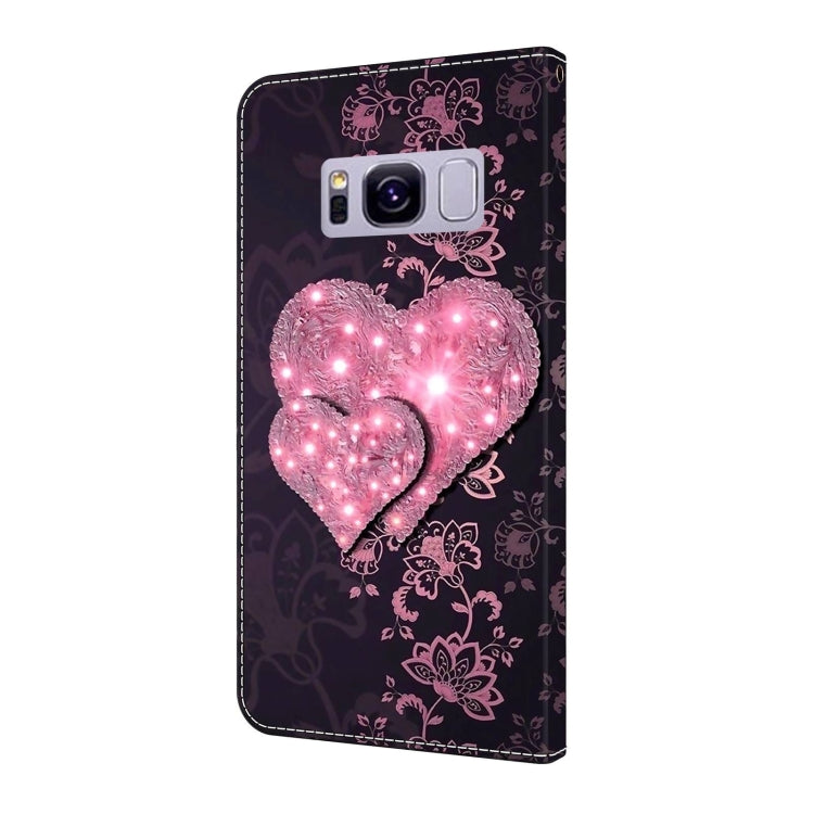 For Samsung Galaxy S8+ Crystal 3D Shockproof Protective Leather Phone Case(Lace Love) by buy2fix