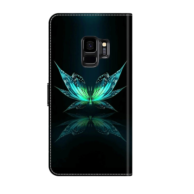 For Samsung Galaxy S9 Crystal 3D Shockproof Protective Leather Phone Case(Reflection Dutterfly) by buy2fix