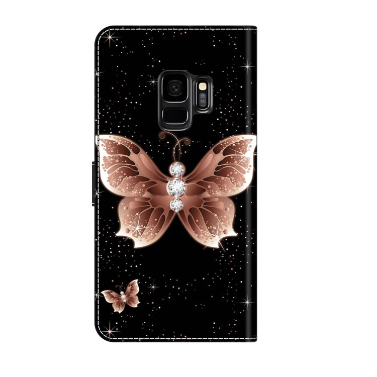 For Samsung Galaxy S9 Crystal 3D Shockproof Protective Leather Phone Case(Pink Diamond Butterfly) by buy2fix