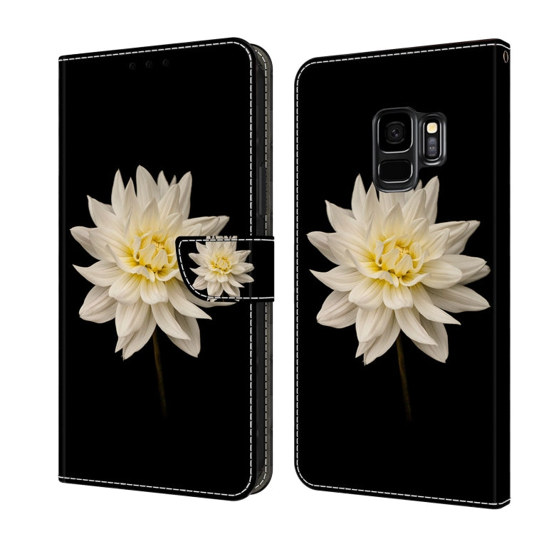 For Samsung Galaxy S9 Crystal 3D Shockproof Protective Leather Phone Case(White Flower) by buy2fix