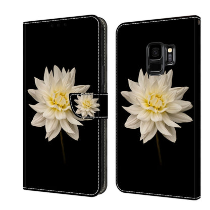 For Samsung Galaxy S9 Crystal 3D Shockproof Protective Leather Phone Case(White Flower) by buy2fix