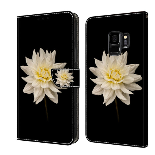 For Samsung Galaxy S9 Crystal 3D Shockproof Protective Leather Phone Case(White Flower)