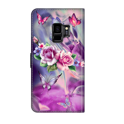 For Samsung Galaxy S9 Crystal 3D Shockproof Protective Leather Phone Case(Butterfly) by buy2fix