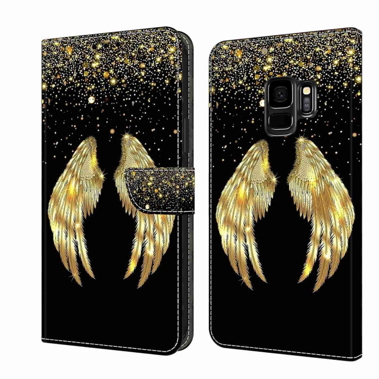 For Samsung Galaxy S9 Crystal 3D Shockproof Protective Leather Phone Case(Golden Wings) by buy2fix