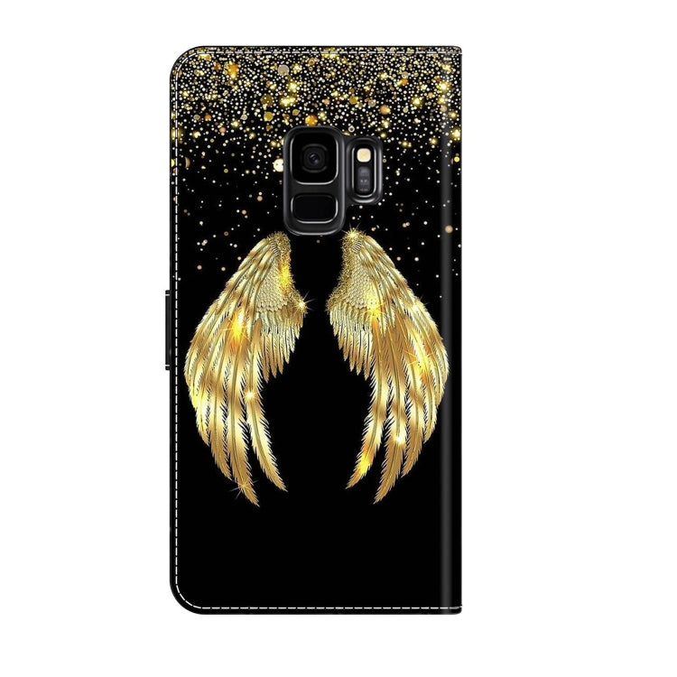 For Samsung Galaxy S9 Crystal 3D Shockproof Protective Leather Phone Case(Golden Wings) by buy2fix