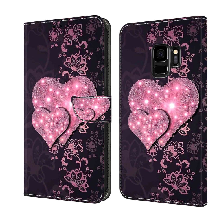 For Samsung Galaxy S9 Crystal 3D Shockproof Protective Leather Phone Case(Lace Love) by buy2fix