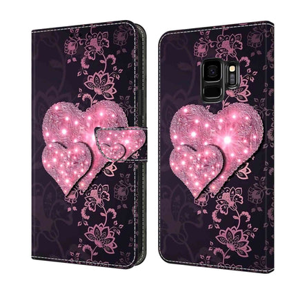 For Samsung Galaxy S9 Crystal 3D Shockproof Protective Leather Phone Case(Lace Love) by buy2fix