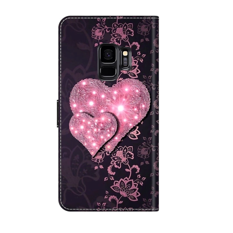 For Samsung Galaxy S9 Crystal 3D Shockproof Protective Leather Phone Case(Lace Love) by buy2fix