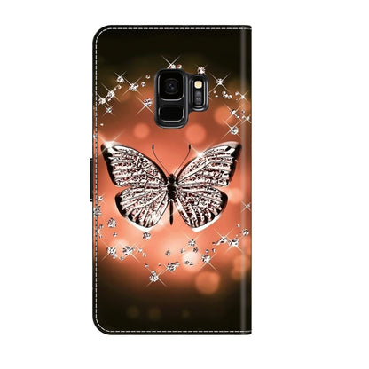 For Samsung Galaxy S9 Crystal 3D Shockproof Protective Leather Phone Case(Crystal Butterfly) by buy2fix