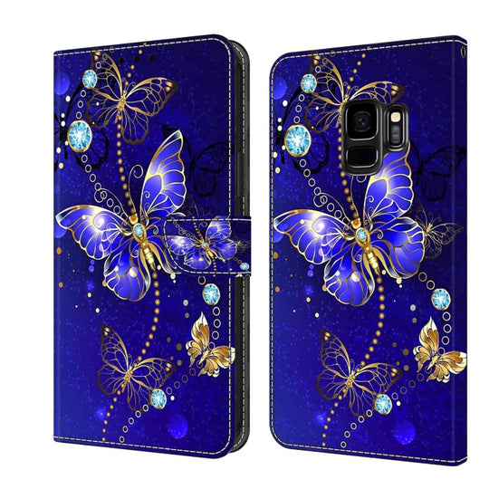 For Samsung Galaxy S9 Crystal 3D Shockproof Protective Leather Phone Case(Diamond Butterfly)