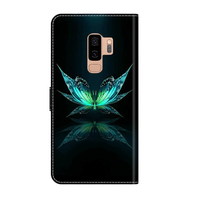 For Samsung Galaxy S9+ Crystal 3D Shockproof Protective Leather Phone Case(Reflection Dutterfly) by buy2fix