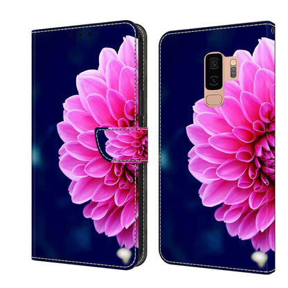 For Samsung Galaxy S9+ Crystal 3D Shockproof Protective Leather Phone Case(Pink Petals) by buy2fix