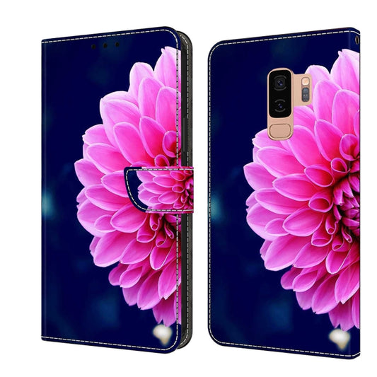 For Samsung Galaxy S9+ Crystal 3D Shockproof Protective Leather Phone Case(Pink Petals) by buy2fix