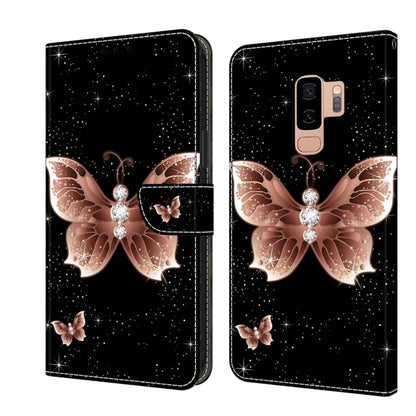 For Samsung Galaxy S9+ Crystal 3D Shockproof Protective Leather Phone Case(Pink Diamond Butterfly) by buy2fix