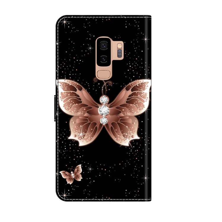 For Samsung Galaxy S9+ Crystal 3D Shockproof Protective Leather Phone Case(Pink Diamond Butterfly) by buy2fix