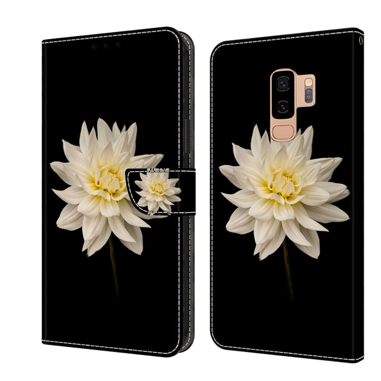 For Samsung Galaxy S9+ Crystal 3D Shockproof Protective Leather Phone Case(White Flower) by buy2fix