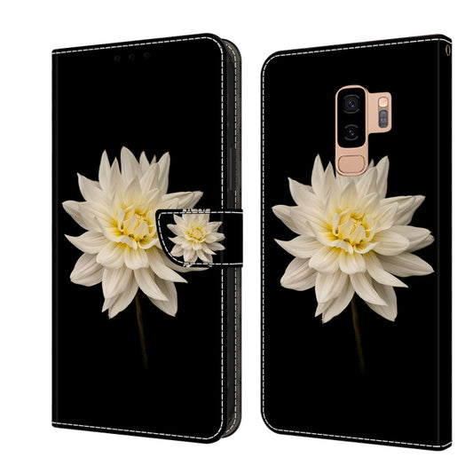 For Samsung Galaxy S9+ Crystal 3D Shockproof Protective Leather Phone Case(White Flower) by buy2fix