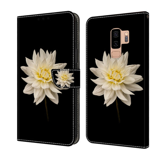 For Samsung Galaxy S9+ Crystal 3D Shockproof Protective Leather Phone Case(White Flower)