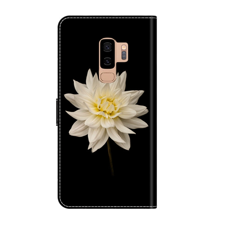 For Samsung Galaxy S9+ Crystal 3D Shockproof Protective Leather Phone Case(White Flower) by buy2fix