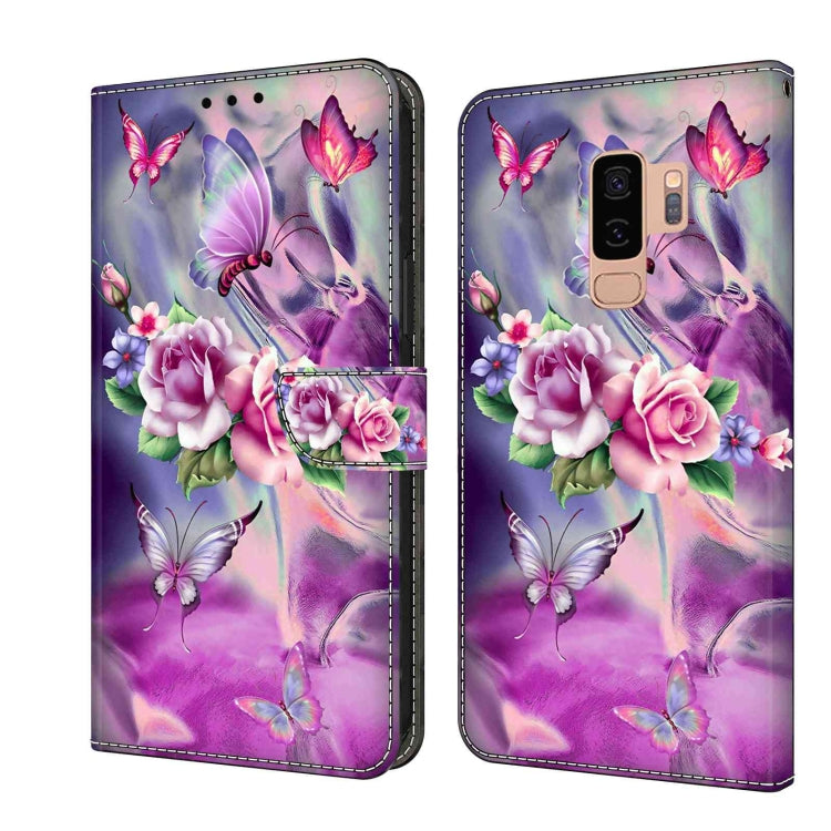 For Samsung Galaxy S9+ Crystal 3D Shockproof Protective Leather Phone Case(Butterfly) by buy2fix