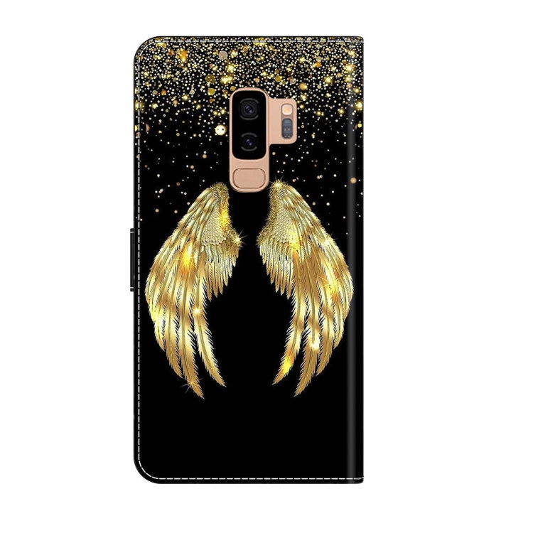 For Samsung Galaxy S9+ Crystal 3D Shockproof Protective Leather Phone Case(Golden Wings) by buy2fix
