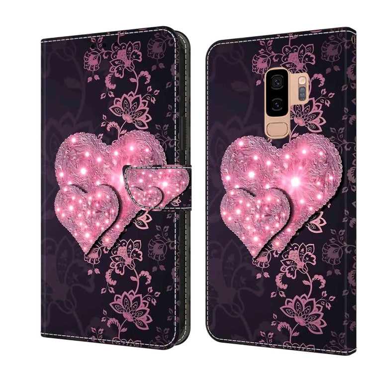 For Samsung Galaxy S9+ Crystal 3D Shockproof Protective Leather Phone Case(Lace Love) by buy2fix