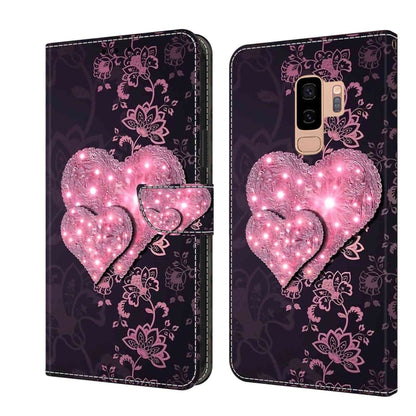 For Samsung Galaxy S9+ Crystal 3D Shockproof Protective Leather Phone Case(Lace Love) by buy2fix