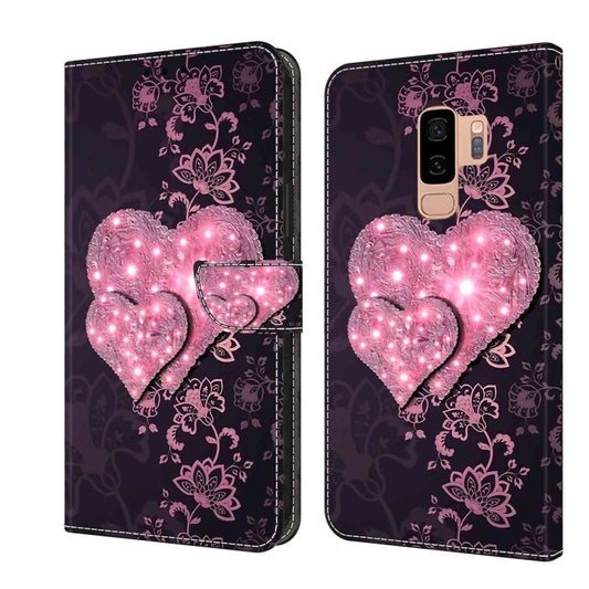 For Samsung Galaxy S9+ Crystal 3D Shockproof Protective Leather Phone Case(Lace Love) by buy2fix