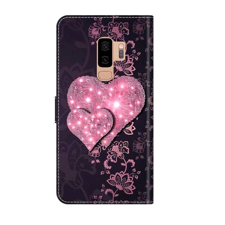 For Samsung Galaxy S9+ Crystal 3D Shockproof Protective Leather Phone Case(Lace Love) by buy2fix