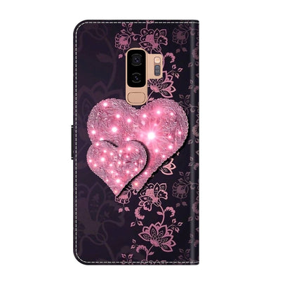 For Samsung Galaxy S9+ Crystal 3D Shockproof Protective Leather Phone Case(Lace Love) by buy2fix