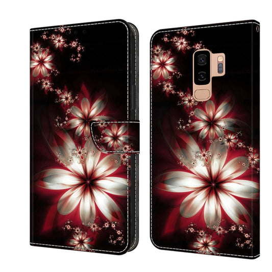 For Samsung Galaxy S9+ Crystal 3D Shockproof Protective Leather Phone Case(Fantastic Flower) by buy2fix