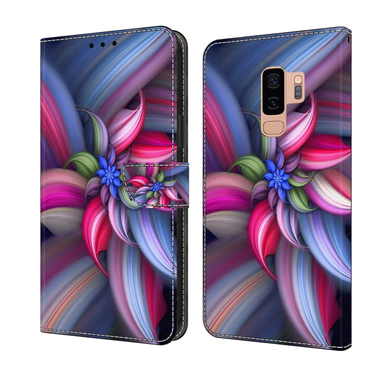 For Samsung Galaxy S9+ Crystal 3D Shockproof Protective Leather Phone Case(Colorful Flower) by buy2fix