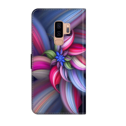 For Samsung Galaxy S9+ Crystal 3D Shockproof Protective Leather Phone Case(Colorful Flower) by buy2fix